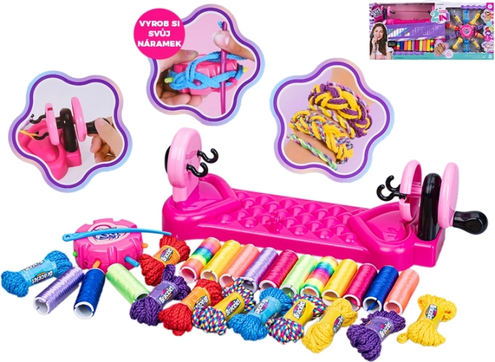 Karkötőfonó készlet szövőkerettel és színes zsinórokkal