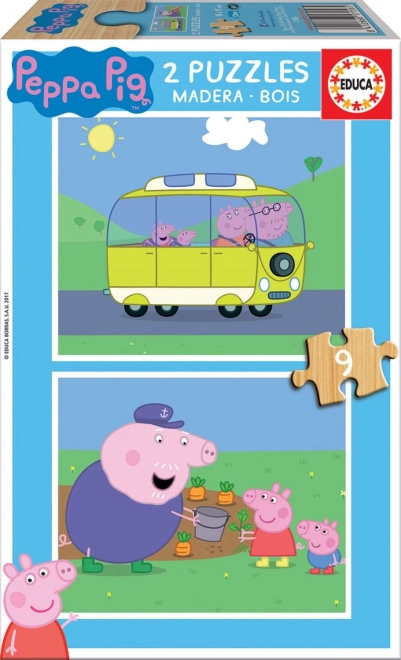 Educa fából készült puzzle Peppa Malac 2x9 darab