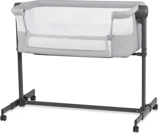 Kinderkraft 2 az 1-ben csatlakoztatható kiságy Nestee Up 2, világosszürke