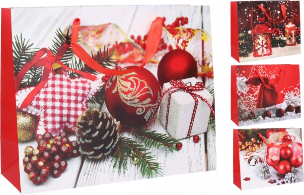 Karácsonyi papírdísztasak M 26 × 32 × 10 cm