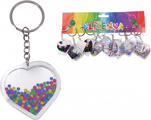 Csillámos akril kulcstartó – szív