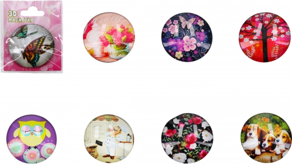 Üveg 3D mágnes Mix