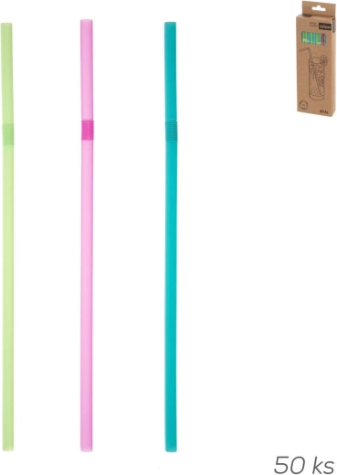Többször használható UH italos szívószál hajlítható résszel, vegyes színek (50 db, 21 cm)