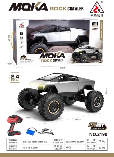 Távirányítós terepjáró Rock Crawler Truck, ezüstszínű, 1:8