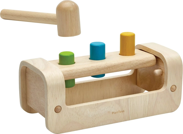 PlanToys fa ütögetős játék színes hengerekkel