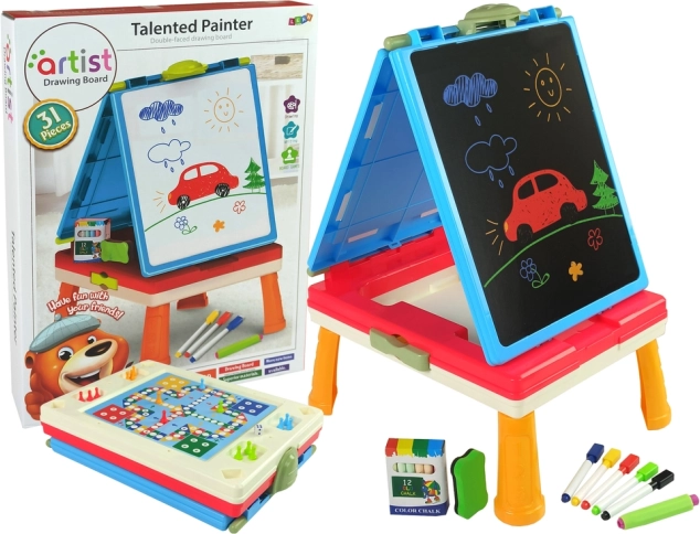 Gyermek asztal 3 az 1-ben Mágneses és Krétás Tábla Kék