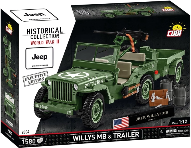COBI Willys MB Jeep pótkocsival 1:12 Executive Edition