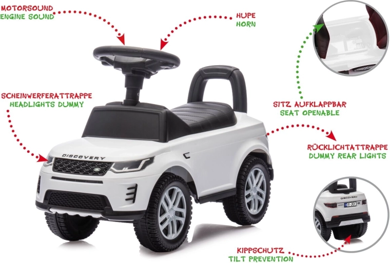Land Rover Discovery 2 az 1-ben fehér bébitaxi és járássegítő