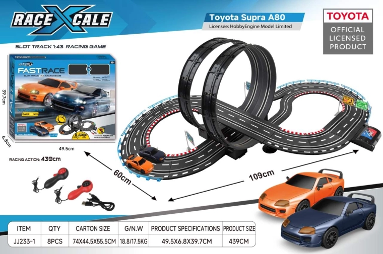 Toyota Supra távirányítós versenypálya 1:43, 109 × 60 cm