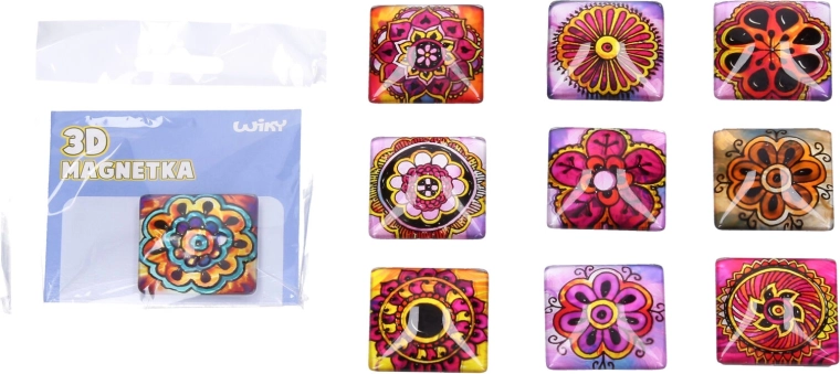 Üveg mandala mágnes 4 × 4 cm