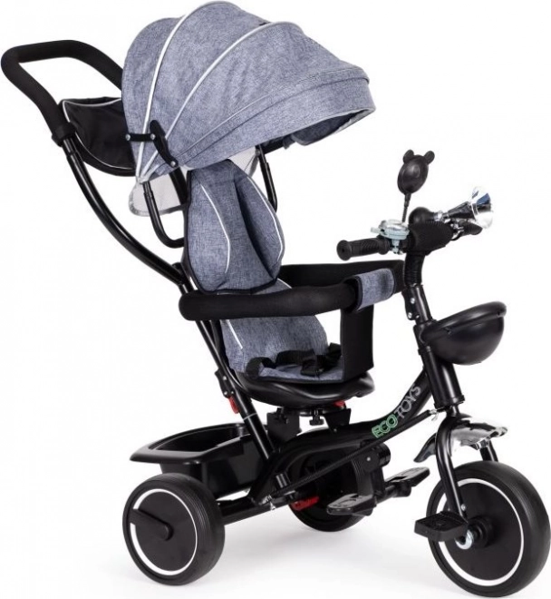 Gyermek háromkerekű forgatható üléssel és tetővel ECOTOYS szürke