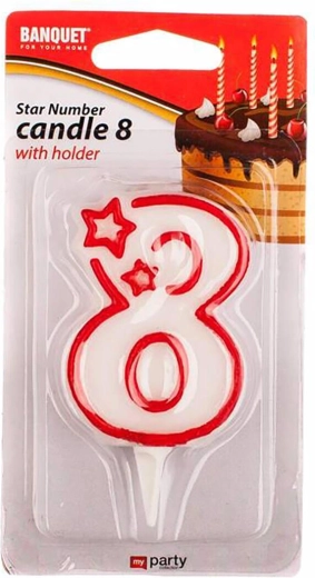 Szülinapi gyertya 8-as szám MY PARTY 7 × 4,5 cm