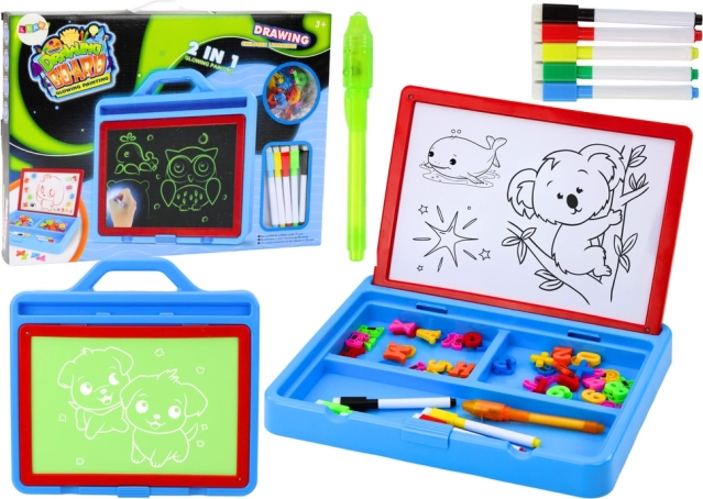 Mágneses rajztábla 2 az 1-ben fényrajzolással