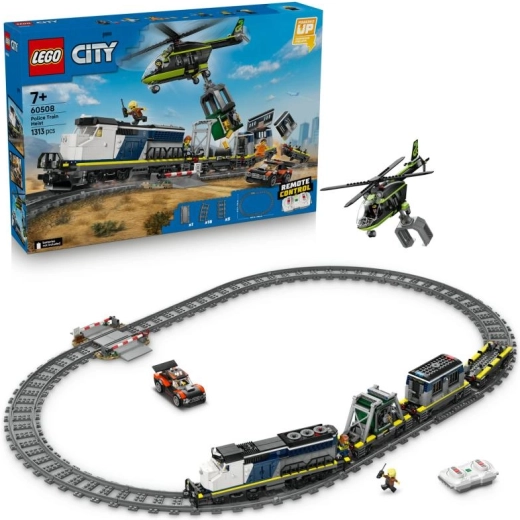 LEGO City Rendőrségi vonatrablás – távirányítású vonatszerelvény helikopterrel és minifigurákkal