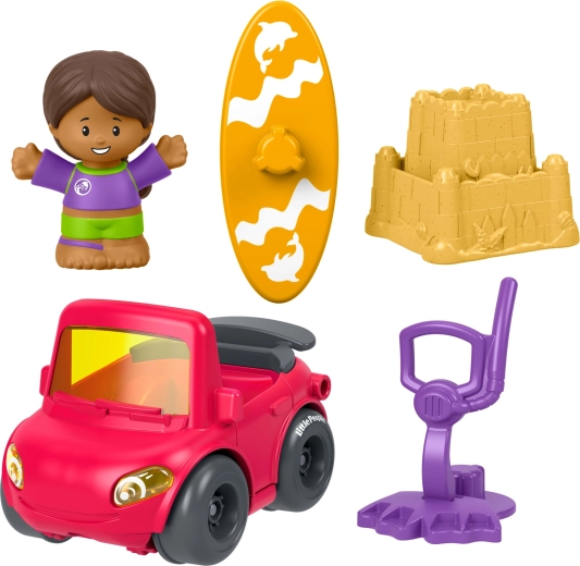 Fisher-Price Little People készlet kisautóval, figurával és kiegészítőkkel – egy nap a strandon