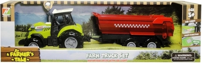 Traktor utánfutóval, fénnyel és hanggal