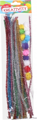 30 darabos kreatív zsinegek és pom-pom készlet