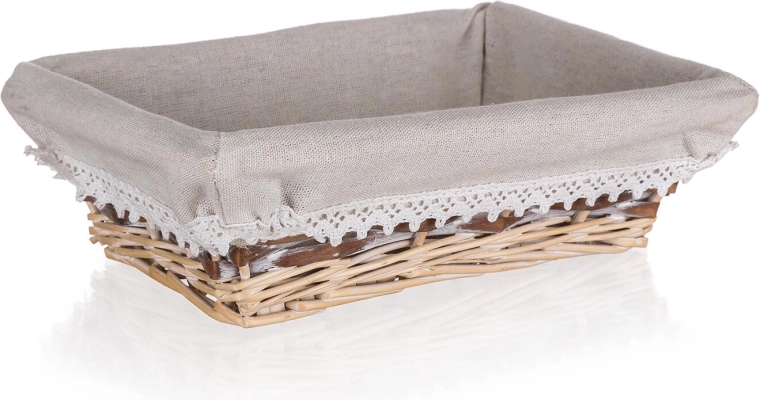 Fonott téglalap alakú Duo kosár 26 × 18 cm csipkével