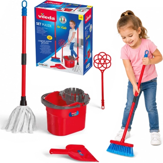 Vileda For Kids gyerek takarítókészlet mop-pal, vödörrel és seprűvel