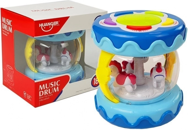 Interaktív zenélő dob körhintával Állathangokkal