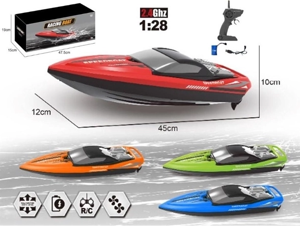 RC motorcsónak 2,4 GHz-es vezérléssel, USB töltéssel