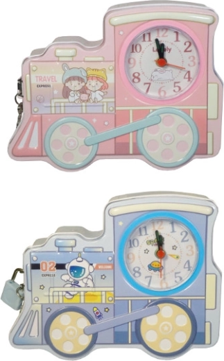 Gyerek pénzpersely mozdony zárral és órával