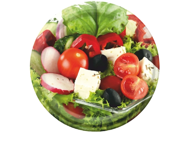 82 mm-es zárófedél készlet zöldséges mintával, 10 db