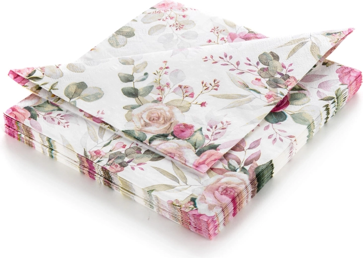 Rózsás Pink Rose papírszalvéta 33 × 33 cm, 3 rétegű, 20 db