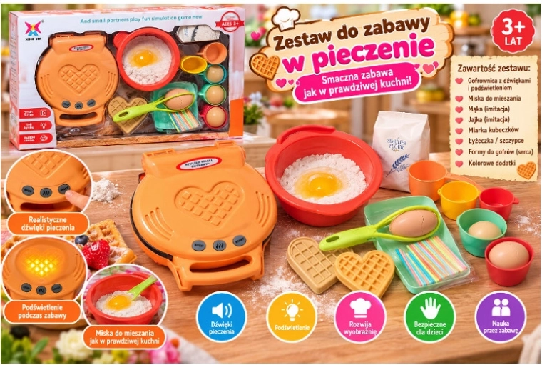 Gyermek gofrisütő kiegészítőkkel