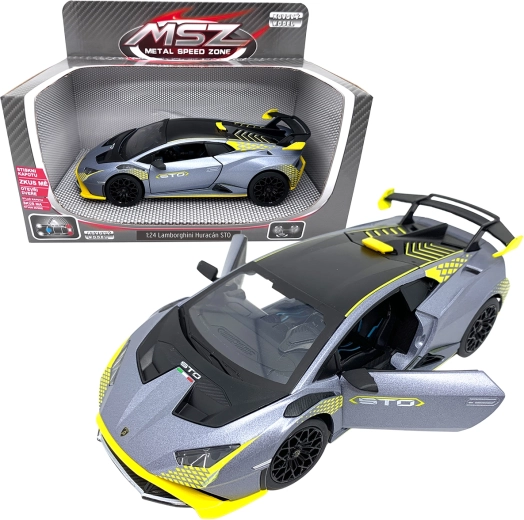 Fém modell 1:24 LAMBORGHINI Huracán STO ezüstszürke