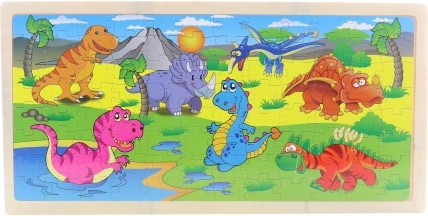 Fából készült dinoszaurusz puzzle, 96 darab