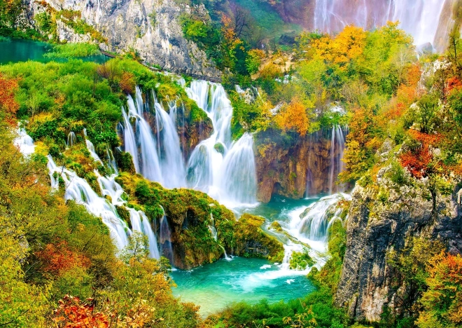 ENJOY puzzle Plitvicei-vízesések ősszel – 1000 darab