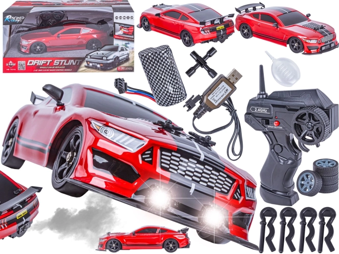 Távirányítós drift autó Mustang 1:16 2,4 GHz 4WD gőzhatással és LED-fényekkel – 1 db