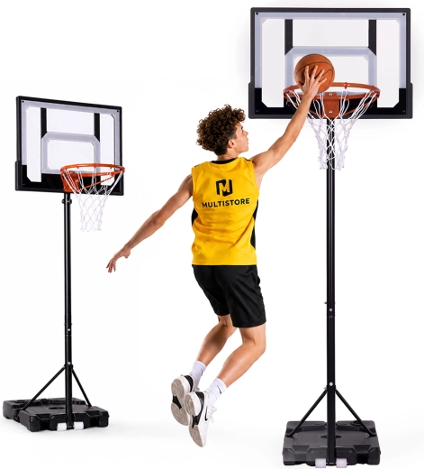 MOVEPRO szabadon álló, állítható magasságú kosárlabdaállvány palánkkal, 210 cm-ig