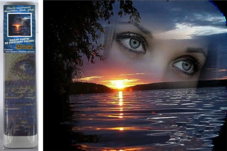 Gyémántfestés Napnyugta a tengerparton 30x40cm