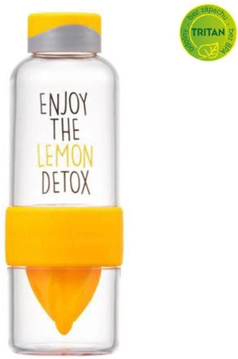 520 ml-es Tritan vizespalack beépített citrusfacsaróval, sárga