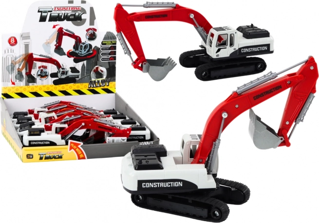 Fém lánctalpas kotrógép piros-fehér