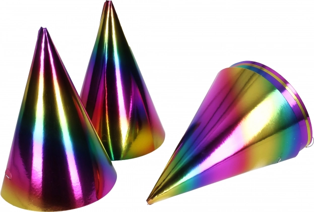 Szivárványos party kalapok – 6 db