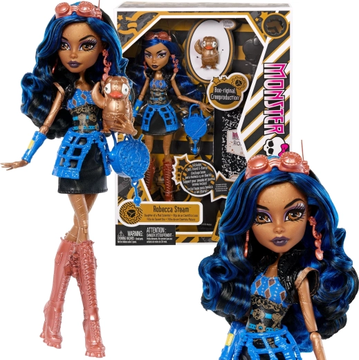 Monster High baba Robecca Steam 26 cm Creeproduction kiegészítőkkel és Captain Penny kisállattal