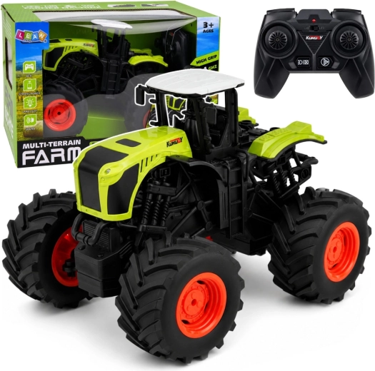 Zöld, távirányítós terep RC traktor 1:16 méretarányban, fény- és hangeffektekkel