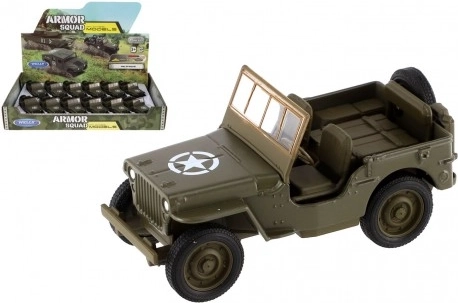 Welly katonai Jeep Willys MB 1941 dzsipmodell visszahúzós meghajtással 10 cm - 1 db