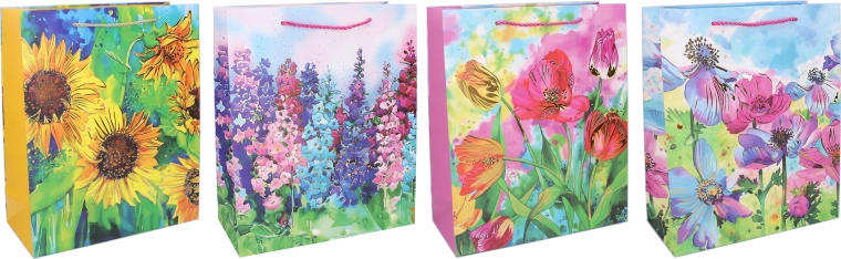 Ajándéktáska L 31 × 42 × 12 cm – virágminta, vegyes változatok