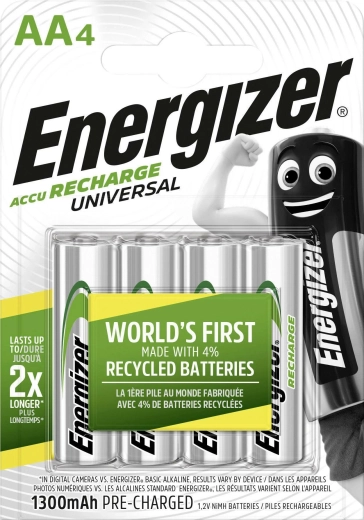 Energizer újratölthető AA akkumulátor 1300 mAh, 4 db