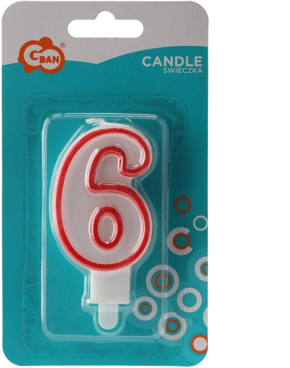 Csillogó születésnapi gyertya 6-os szám, 13 cm