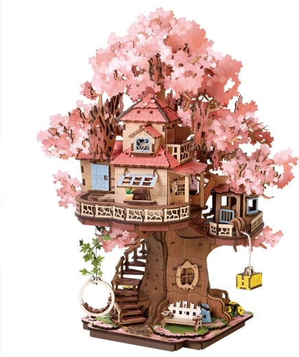RoboTime Rolife fa 3D puzzle – Sakura lombkoronájában megbúvó faház