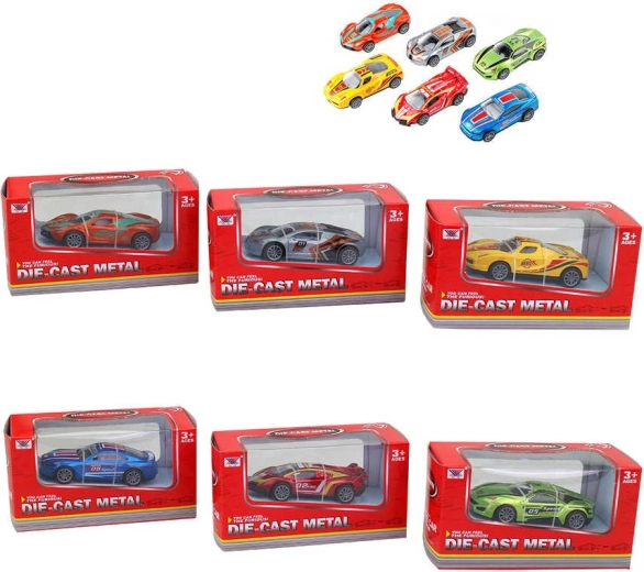 Fém sport versenyautó 8 cm dobozban – 1 db