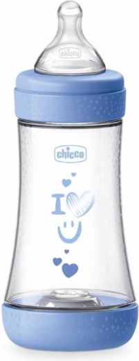 CHICCO Perfect5 cumisüveg, szilikon cumi, 240 ml, kék