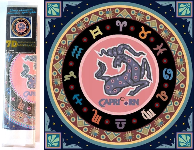 7D gyémántfestés – Bak csillagjegy 30 × 30 cm