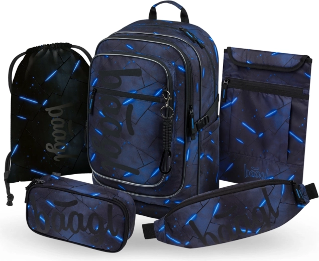 BAAGL Cubic Flash 5 részes iskolai szett: hátizsák, tolltartó, tornazsák, övtáska és lapos tok GRS