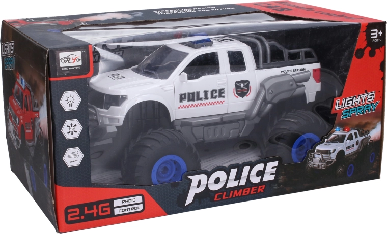 RC terepjáró rendőrautó fény- és füsthatásokkal 41,5 cm - 1 db